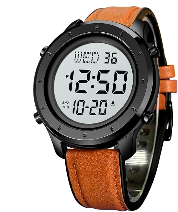 Mens Watch for Men Digital Watch Men's Wrist Watches LED Minimalist Stainless Steel Waterproof Stopwatch