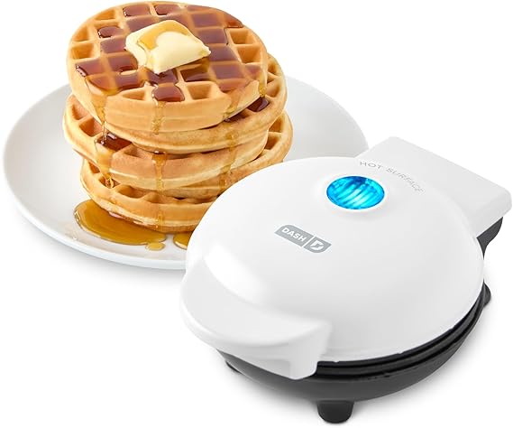 Dash Mini Waffle Maker- Compact Electric Iron for Creative Homemade Treats - PTFE nonstick surface - Easy-to-Clean - Perfect for Kids & Families - White,(Pack of 6)
