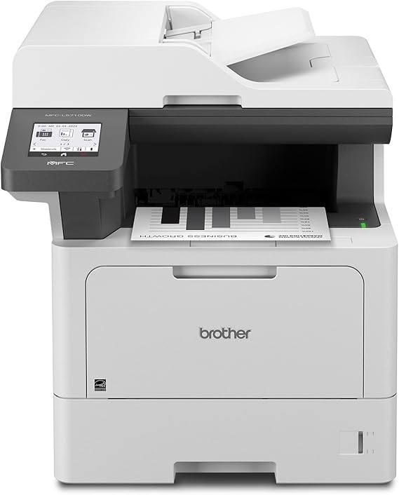 طابعة Brother MFC-L5710DW Business أحادية اللون بالليزر الكل في واحد مع شبكات لاسلكية وطباعة مزدوجة ومسح ضوئي ونسخ، تعمل مع Alexa