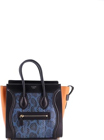 Pre-Loved Luggage Bag Python and Leather Micro, Multicolor