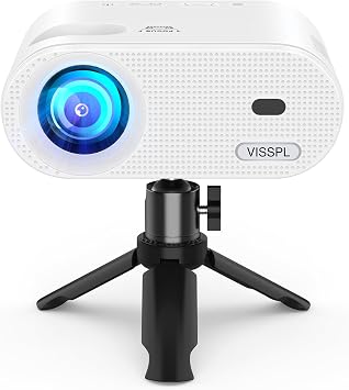 Mini Projector, VISSPL FHD 1080P Video Projector, Small Portable Outdoor Projector with Tripod, Kids Gift, Home Theater Movie Phone Projector Compatible with Android/iOS/Windows/TV Stick/HDMI/USB