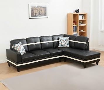 Sectional Couches for Living Room Set,Leather Sectional Sofa L Shape Couch with Chaise for Living Room/Apartment/OfficeBlack