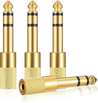 4 Pcs 6.35mm 1/4 inch Male to 3.5mm 1/8 inch Female Stereo Headphone Adapters, 3.5mm/1/8 Female to 6.35mm/1/4 Male Stereo Audio Adapter Jack Plug for Headphone, Gold Plate