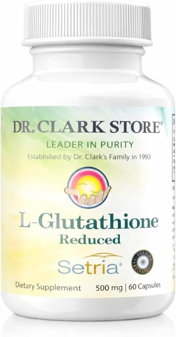 Dr Clark Store Liposomal Glutathione Supplement, 60 Caps, 2-Month Supply, Supports Natural Detoxification, Immune System, Skin Health, Mental Clarity & Overall Well-Being, L-Glutathione 500mg Capsules