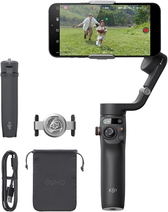 DJI OSMO Mobile 6 مثبت انحراف الهاتف الذكي ، 3 - هاتف المحور المحوري ، قضيب التمديد المدمج ، المحمول والقابل للطي ، Android و iPhone Gimbal مع ShotGuides ، مثبت تسجيل الفيديو ، YouTube TikTok Video