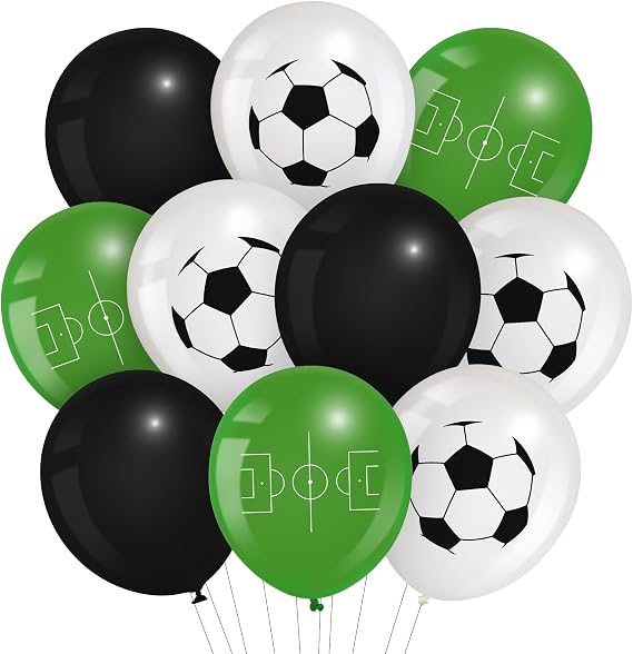 Censen 45 Pieces Soccer Balloons Party Decorations 12 Inch Soccer Latex Balloons with Green Field Print for Football Birthday Sports Themed Party Decoration Supplies
