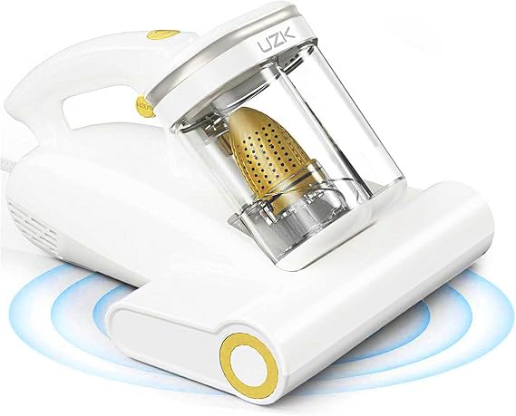 Bed Vacuum Cleaner Mattress Vacuum Cleaner,16Kpa Powerful Handheld Vacuums with UV-C Light & Double Dust Cup & High Heating & Ultrasonic & HEPA Filter for Bed Sofa(Corded,Apricot White)