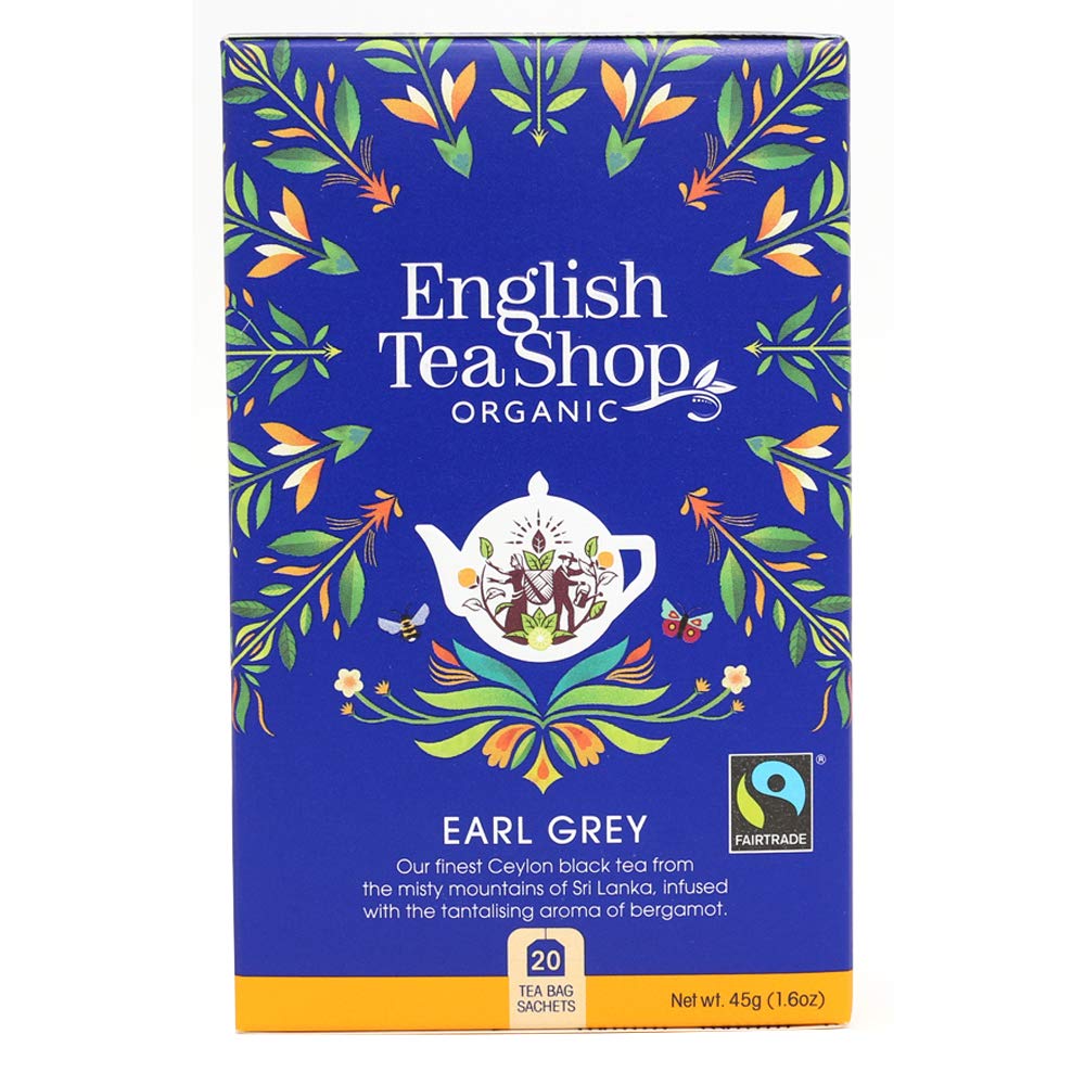English Tea Shop Organic Earl Grey - 20 Tea Bag Sachets, 45g Pack Of 6