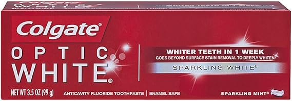معجون الأسنان Colgate Optic White التبييض ، أبيض لامع - 3.5 أونصة