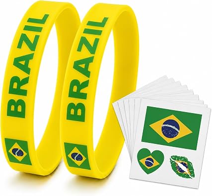 Soccer Fan Gear Set, 2 Silicone Wristbands & 10 Waterproof Flag Temporary Tattoos, Soccer Accessories for Game Day, Watch Party, Sports Fans