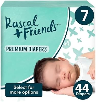 حفاضات الأطفال Rascal Friends، مقاس 7، 37 رطلاً، 44 قطعة