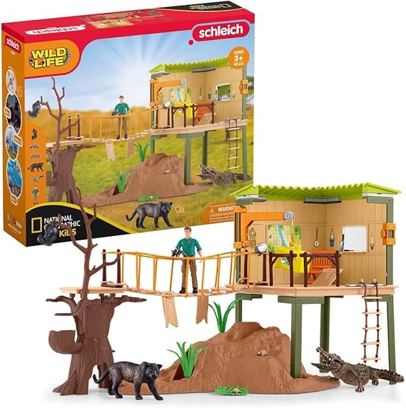 schleich WILD LIFE Special Edition مجموعة ألعاب NatGeo Safari Animal المكونة من 68 قطعة مع شخصيات Ranger والحيوانات، ألعاب الحياة البرية التفصيلية والغامرة للأطفال من سن 3+ عامًا
