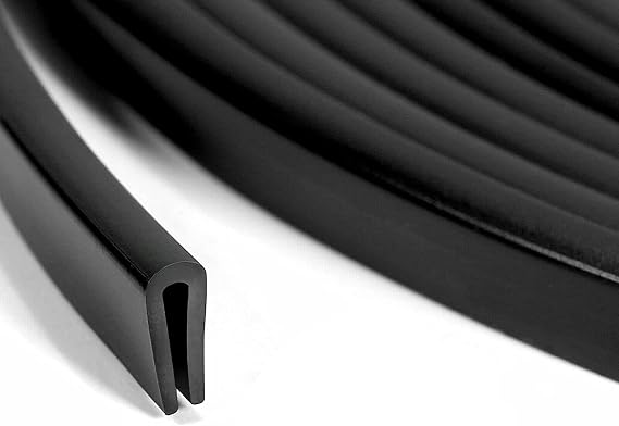 حافة المطاط تقليم أسود ، U قناة PVC البلاستيك ، واقي حافة معدنية تناسب 0.16 "، 5Ft (59in)