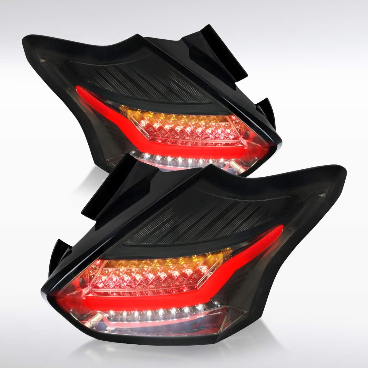 AUTOZENSATION Compatible with 2015-2018 Ford Focus SeStTitanium Hatchback, 2016-2018 Ford Focus Rs Hatchback, Left  Right Pair Assembly, Smoke LED Bar Tail Lights