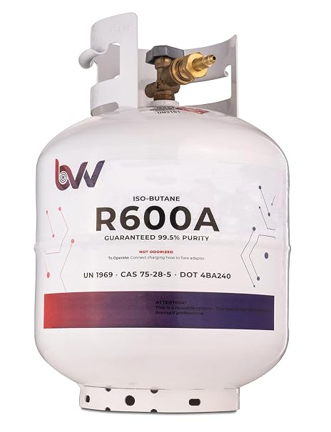 BVV 20LB Iso-Butane Refill Tank with 1/4" Brass JIC Flare - Fuel for Iso-Butane Gas Stove, Lighter - 99.5% Pure Propellant Cannister for Gas Ovens, Torch-Brass / 1/4" JIC Flare