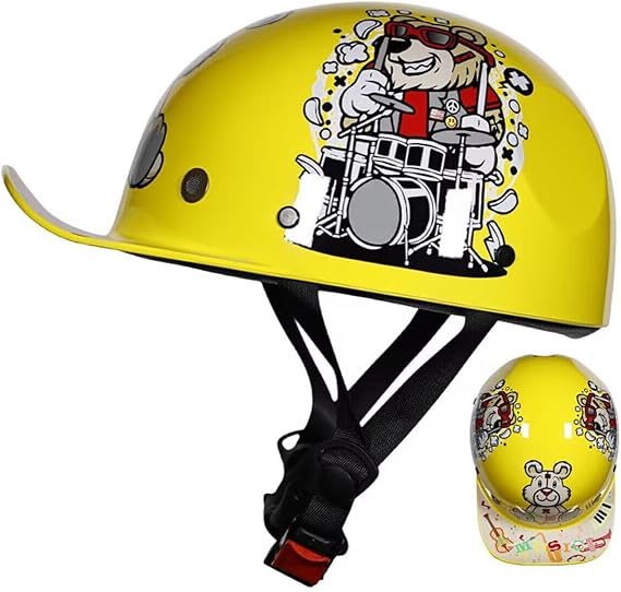 Baseball Cap Youth Kids Motorcycle Skull Cap Helmet Street Bike Boys Girls Open Face Half Helmet DOT Approved Four Seasons Scooter Moped ATV Cute Children Sunscreen Half Shell Helmet-H||Medium