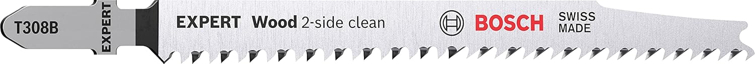 Bosch Professional 3x EXPERT ‘خشب نظيف من الجانبين’ T 308 B شفرات منشار ديكوباج صفائح أثاث من الخشب الصلب، خشب رقائقي، طول 117 مم، منشار ديكوباج ملحق