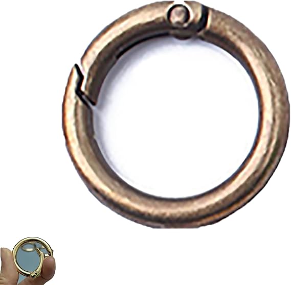 10pcs Metal Spring O-Ring Clip Keychain, Metal Keychain Ring, Round Carabiner Clip, Round Carabiner Clip Keyring Snap Hook Clip for Keychain, Bag, Wallet (Antique Bronze42mm)