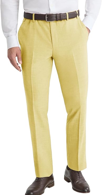 Men's Cotton Linen Pants Casual Straight Fit Dress Pants Beach Summer Lightweight Trousers with Pockets