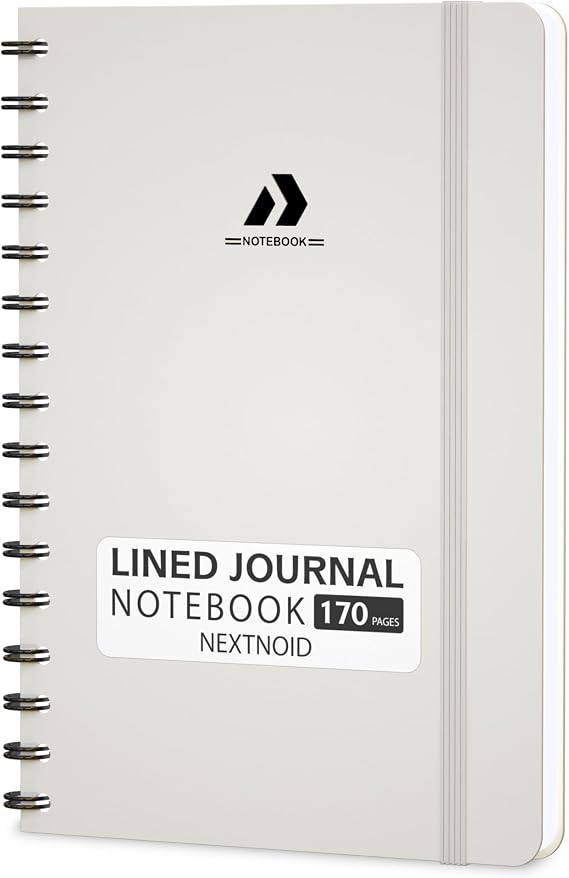 Nextnoid Lined Spiral Notebook Journal For Women & Men - A5(5.8" x 8.3") 170 Pages, Hardcover Notebooks for Work & Note Taking, College Ruled Journals for Writing - Beige