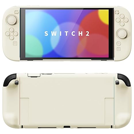 حافظة PlayVital الصلبة لجهاز Nintendo Switch 2 مع حامل إضافي وأغطية قبضة الإبهام | تصميم مقسم، غطاء حماية كامل الجسم قابل للإرساء لجهاز Nintendo Switch 2 | سلسلة ألوان صلبة، أصفر عتيق