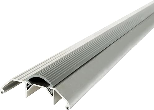 M-D Building Products 08003 3-3/4 in. x 1-1/8 in. x 32 in. Silver Aluminum and Vinyl Heavy-Duty High-Profile Threshold