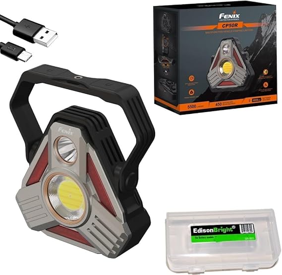 Fenix CP50R Rechargeable Lantern/Worklight/Flashlight/Camping/Emergency/Road-Side Light, 5500 Lumen Spot/Floodlight, Multi-Color Temperature w/ EdisonBright Acc case
