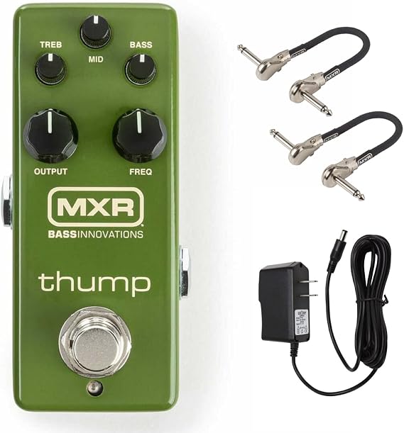 حزمة MXR M281 Thump Bass Preamp مع 2 كابلات MXR Patch وإمدادات الطاقة M281bundle