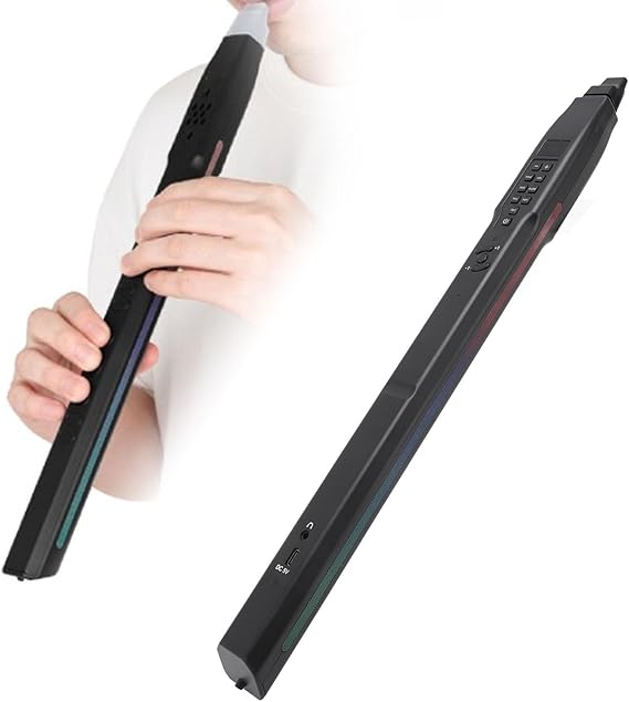 Mini Electronic Wind Instrument Set, S55 Digital Electronic Wind Instrument Synthesizer,13 Tones, 12 Backing Tones,15 Levels Volume, Replacement Nozzle,Rechargeable
