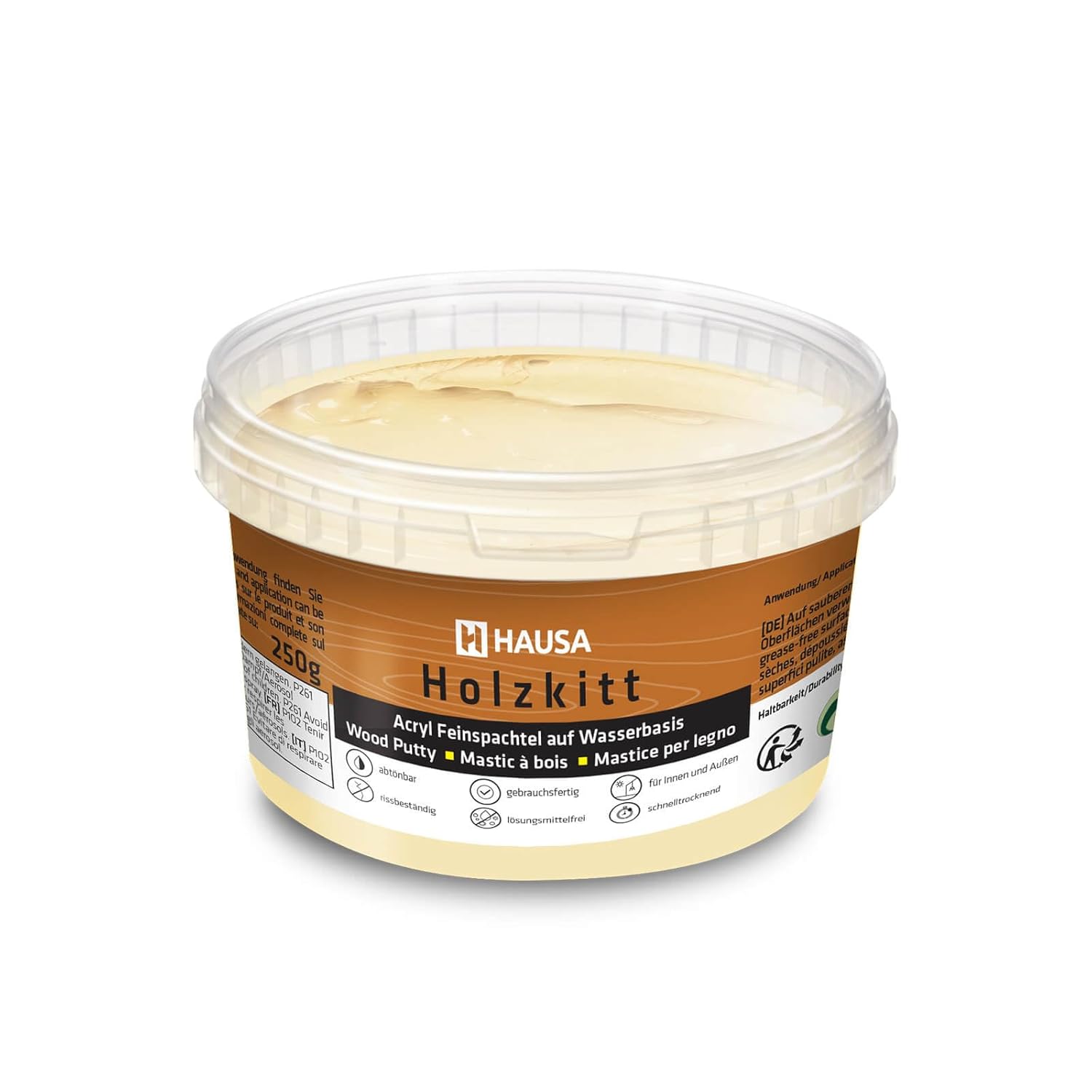 HAUSA Holzkitt 250 g Kiefer Mittel Holzspachtelmasse Kitt für Holz Holzspachtel/Füllmasse zum Reparieren von Holzschäden gebrauchsfertig ausgezeichnete Füllkraft schnelltrocknend rissbeständig