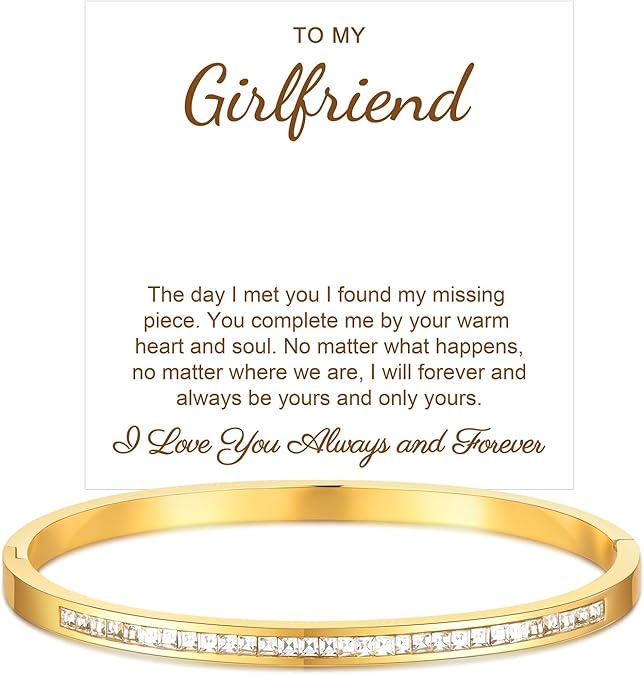 Gold Bangle Bracelets for Women - 18K Gold Plated Cubic Zirconia Bangle Bracelet,Classic Crystal Tennis CZ Bracelet Tendy Jewelry Party Christmas Birthday Valentine's Day Gift for Girlfriend Wife