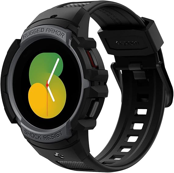 Spigen Rugged Armor Pro مصمم لـ Samsung Galaxy Watch 5 44mm (2022) ، 4 44mm (2021) Band with Case Protector - Charcoal Gray