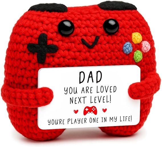 Busy Gaming Life Crochet Game Controller Dad Gifts for Fathers Day Birthday, Best Dad Ever Gifts for Father from Son Daughter, New Dad Gift for Daddy