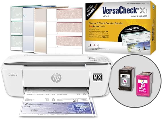 طابعة VersaCheck DeskJet 4155 MXE MICR الكل في واحد وحزمة برامج الطباعة الذهبية VersaCheck X1