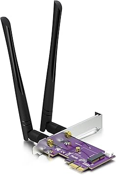بطاقة محول بلوتوث WiFi من PCIe x1 إلى M.2 - تدعم وحدات NGFF بمفتاح A+E، نطاق مزدوج 2.4 جيجاهرتز/5 جيجاهرتز مع هوائيين 5 ديسيبل | حل ترقية لاسلكية لسطح المكتب بطاقة WiFi غير متضمنة