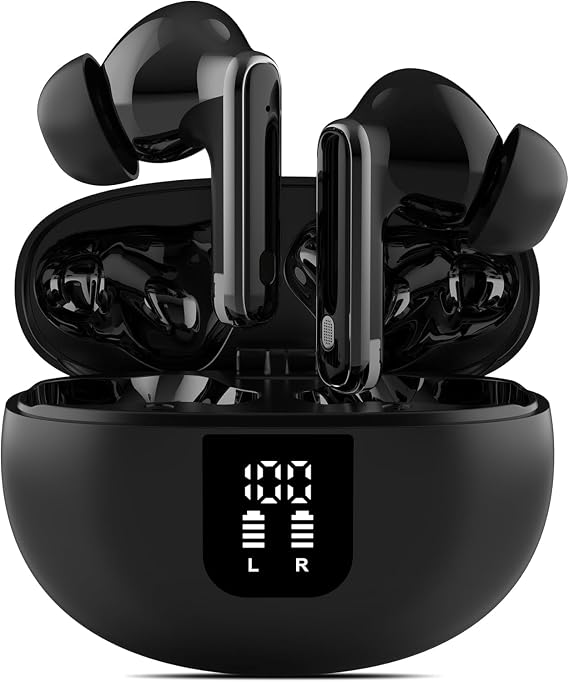 Waterproof Ultra Open Ear Earbuds - Classic Black Ergonomic Clip-On Bone Conduction Headphones, Secure Fit for Small Ears