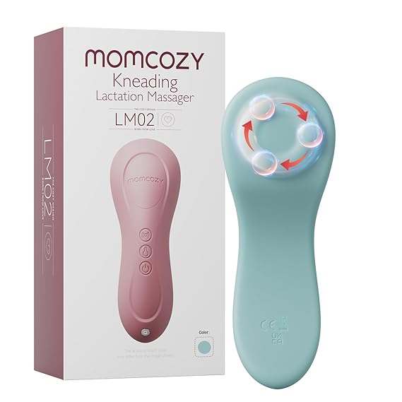 Momcozy المتداول الرضاعة مدلك مع الحرارة، 3 في 1 التدليك الحقيقي مثل لتخفيف انسداد القنوات، الثدي مدلك الاحترار للرضاعة الطبيعية، تحسين تدفق الحليب، الأزرق والأخضر