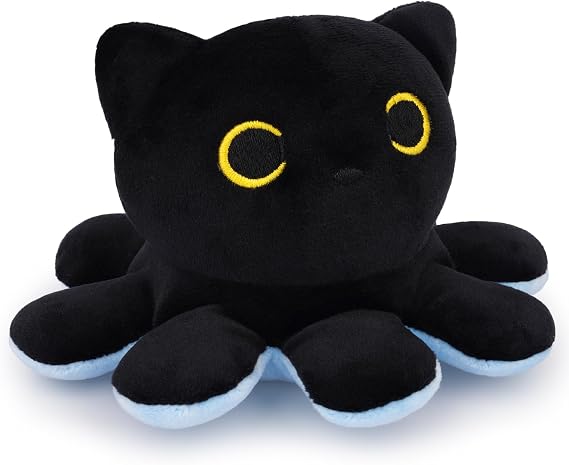 Plushies Octopus Cat Plush, 4 Inch Cute Octopus Stuffed Animal with Black Cat Face, Kawaii Plush Black Cat Toy for Kids & Adults, Mini Plushies Cat Stuffed Gift for Boys and Girls