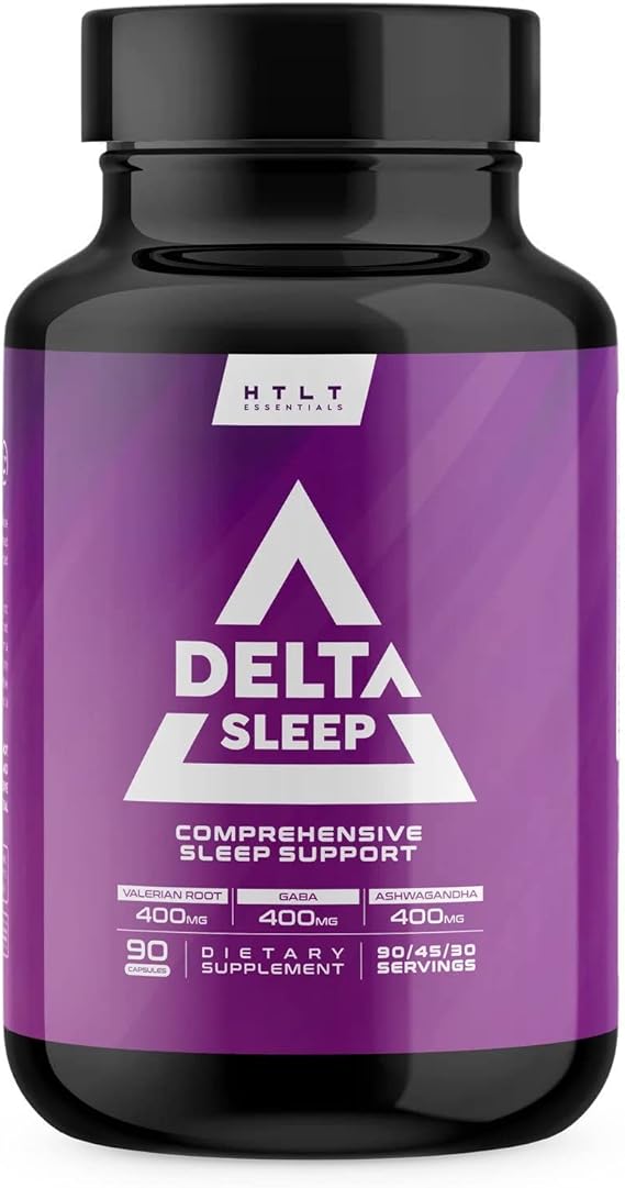 دلتا النوم بواسطة HTLT | ملحق النوم الشامل مع أشواغاندا، الميلاتونين، 5-HTP، GABA | L-Theanine & Magnesium Glycinate للحفاظ على مستويات GABA | جذر فاليريان للنوم، 90 كبسولة