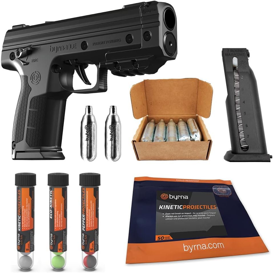 Byrna LE - Pepper Ultimate Bundle | Pepper Projectile Launcher | أقل دفاعات عن النفس وجهاز الدفاع عن المنزل   