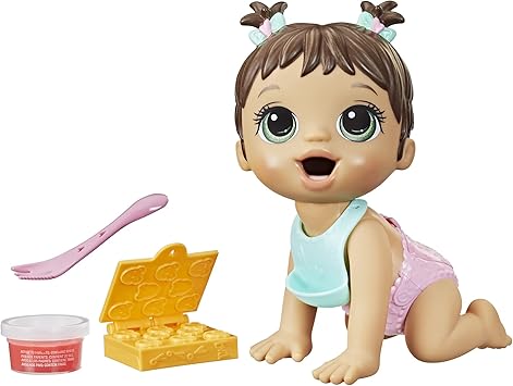 Baby Alive Lil Snacks Doll، Eats and Poops، Snack-Themed 8 -Inch Baby Doll، Snack Box Mold، Toy for Kids Ages 3 and Up، Brown Hair
