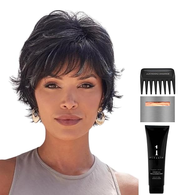 Bundle - 5 Items: Nour Wig by Noriko, Christy's Wigs Q & A Booklet, 2oz Travel Size Shampoo, Cap & Wide Tooth Comb - Color: Coffee Latte