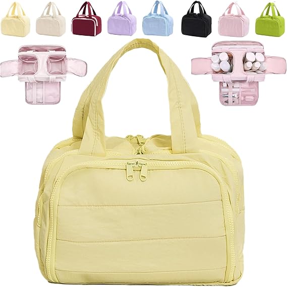 Toiletry Bag, Travelfree Toiletry Bag, Travel Toiletry Bag, 4-in-1 Multi-functional Wide-Open Travel Cosmetic Bag, Waterproof Dry-Wet Separation (Yellow)