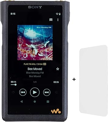 حالة MITER متوافقة مع Sony NW-WM1AM2 NW-WM1ZM2 Walkman ، حقيبة جلد PU مصنوعة يدويًا تغطي واقي شاشة WM1AM2 WM1ZM2 Black
