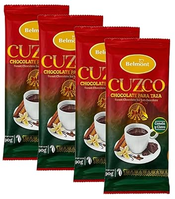 Sol De Cusco Chocolate Con Clavo Y Canela  Chocolate with Cloves & Cinnamon 90gr 4 Pack