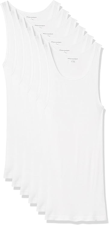 Amazon Essentials Men's Lightweight Breathable Cotton Slim Fit Tank Undershirts
