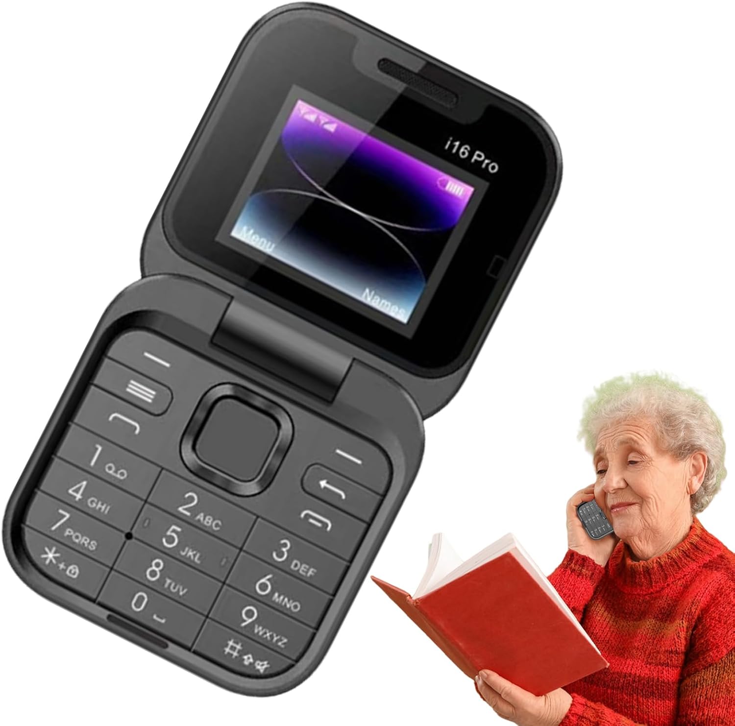 Cell Phone for Seniors - Unlocked Foldable Mobile, Lightweight Clamshell Design, Comfortable Large Buttons, Rechargeable Compact Device | Senior Friendly Phone for Seniors Communication Travel