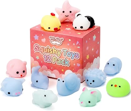 Mr. Pen- Pastel Animal Squishy Toys, 12 Pack, Washable Twistable Stretchy Squishies, Soft Stress Relief Sensory Toys for Squeezing,, Party Favors & Classroom Rewards