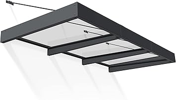 Palram-Canopia Sophia XL Awning, 9 Ft x 5 Ft, Gray/Clear | 3000 Series, DIY Kit, UV Protected Polycarbonate, For Door & Windows, Sun, Rain, Snow Protection
