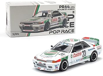 سيارة موديل 164 Diecast متوافقة مع سيارة Nissan Skyline GT-R BNR32#23 الفائزة بسباق Macau Guia Race Limited Edition لعام 1990 من Pop Race PR640194